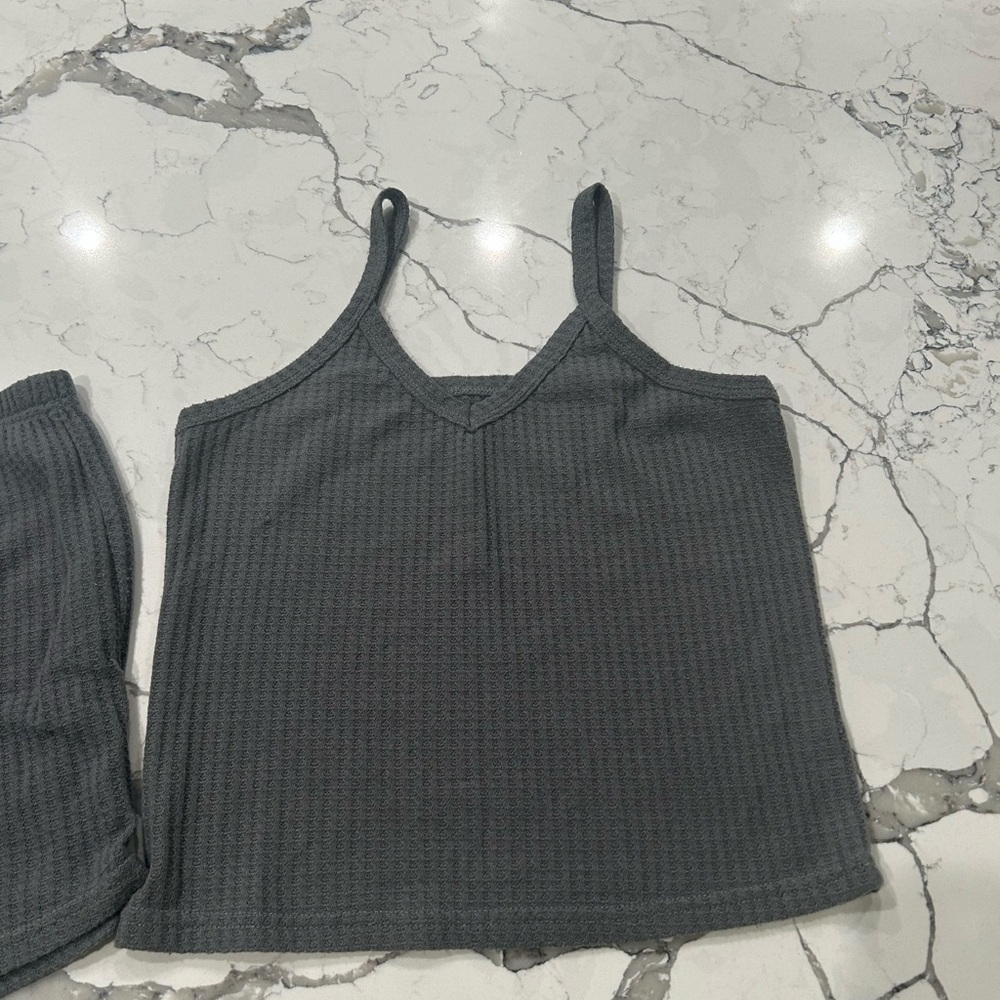SHEIN Gray Ribbed Pajama set